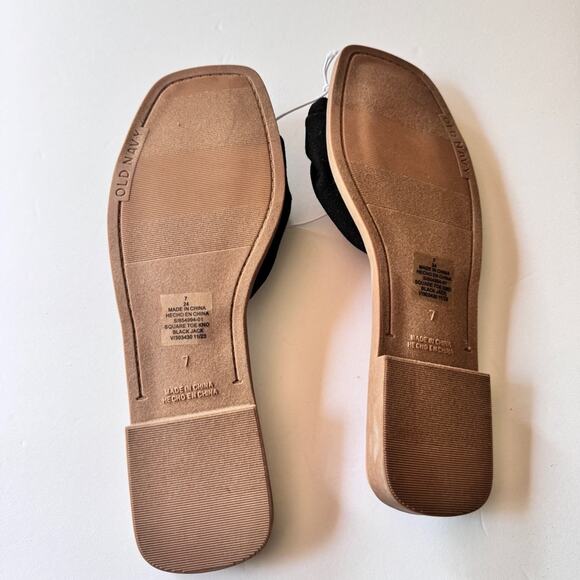 Old Navy Women’s Square Toe Black Jack Knotted Low Heel Flat Sandals Sz 7 - Picture 7 of 8